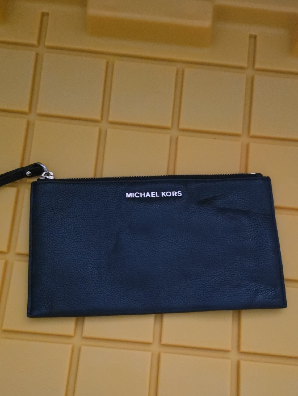 Michael Kors Black Pebbled Leather Wristlet Pouch